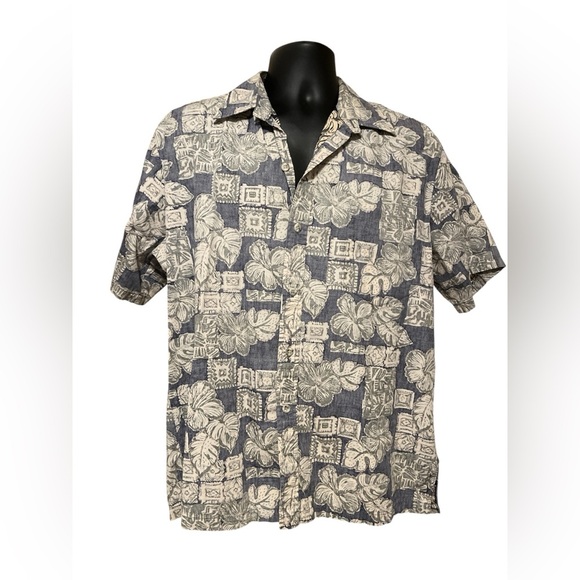 Cooke Street Honolulu Men's Blue and White Hawaiian Aloha Shirt Cotton - Picture 1 of 4